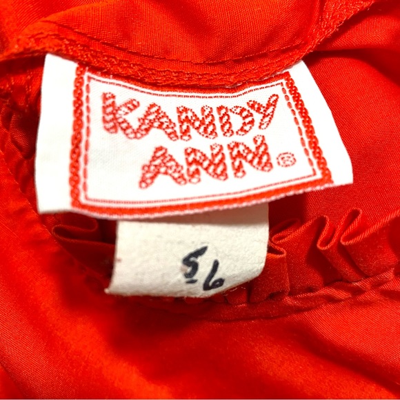 Vintage 80’s Kandy Ann Red Ruffled Party Dress Small 5 6 Short Sleeve - Picture 9 of 12